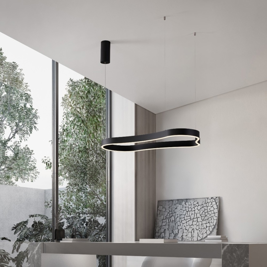 Lampadario moderno design originale colore nero led 3000k