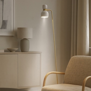 Miloox fifty piantana ottone vetro bianco orientabile