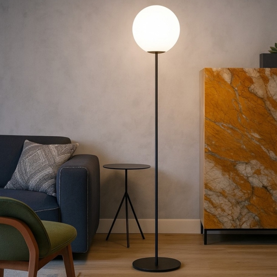 Jugen miloox piantana nera moderna sfera bianca