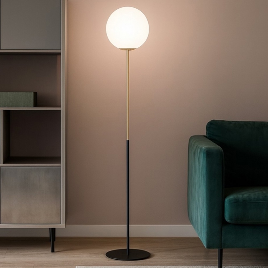Jugen miloox lampada da terra dimmerabile oro vetro bianco