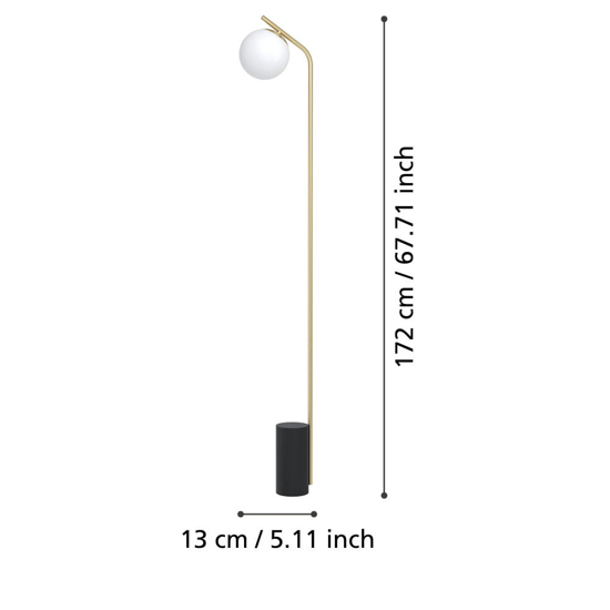 Eglo betulia lampada da terra moderna oro sfera vetro
