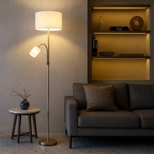 Lampada da terra due luci moderna orientabile colore oro