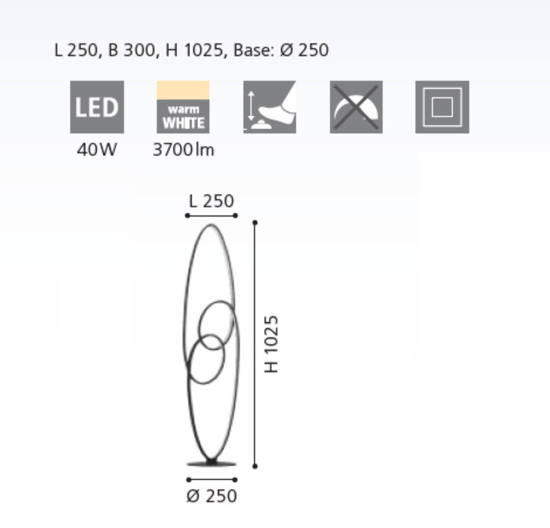 Gianella eglo lampada da terra moderna nera design led 40w 3000k