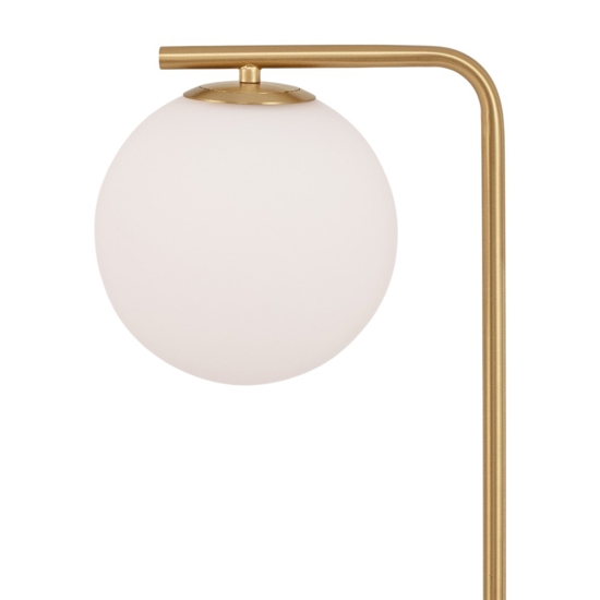 Lampada da terra oro base marmo nero sfera vetro bianco