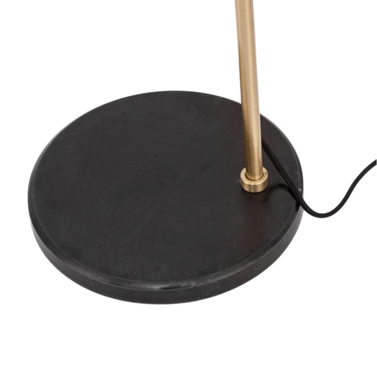 Lampada da terra oro base marmo nero sfera vetro bianco