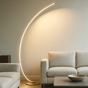 Piantana ad arco iole oro gea luce moderna led 30w 3000k dimmerabile