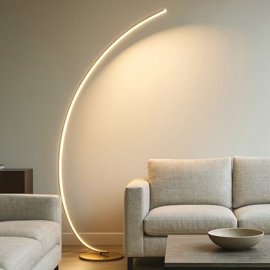 Piantana ad arco iole oro gea luce moderna led 30w 3000k dimmerabile