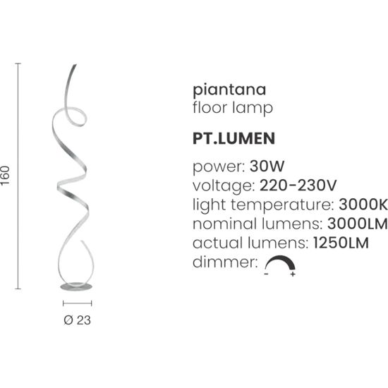 Ondaluce pt lumen lampada da terra led design moderna dimmerabile