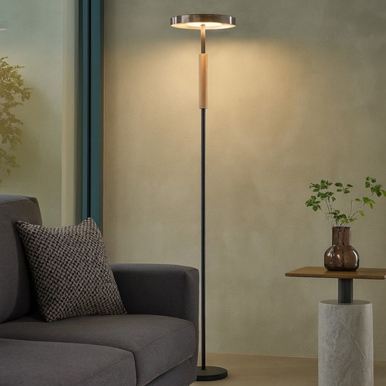Lampada da terra moderna nera led 3000k per soggiorno h160 cm