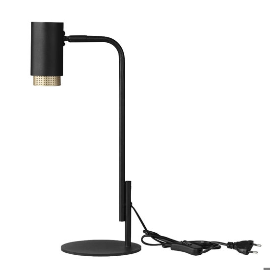 Lampada da tavolo nera moderna con portalampada cilindrico