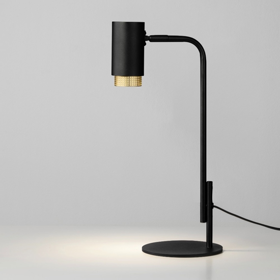 Lampada da tavolo nera moderna con portalampada cilindrico