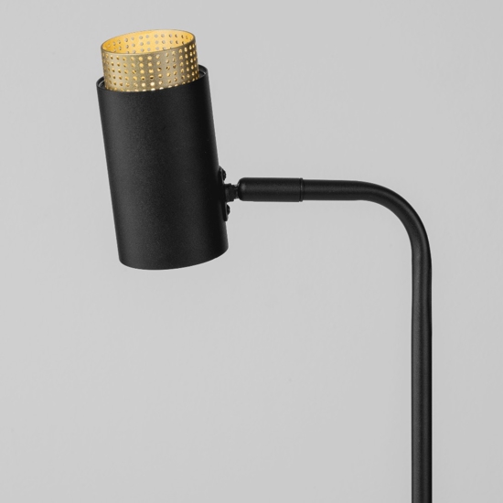 Lampada da tavolo nera moderna con portalampada cilindrico