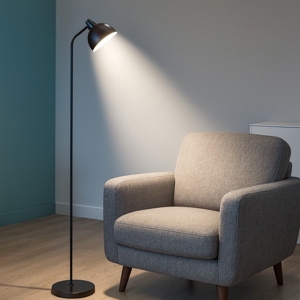 Lampada da terra moderna nera per salotto orientabile