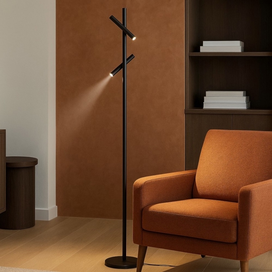 Lampada da terra gea luce gpi metallo nero led 3000k dimmerabile