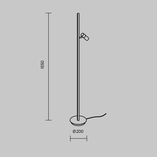 Lampada da terra maytoni thin orientabile led 3000k per salotto minimalista