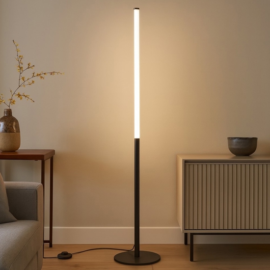 Maytoni ray lampada da terra moderna led 3000k nera cilindrica