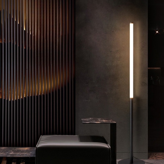 Maytoni ray lampada da terra moderna led 3000k nera cilindrica