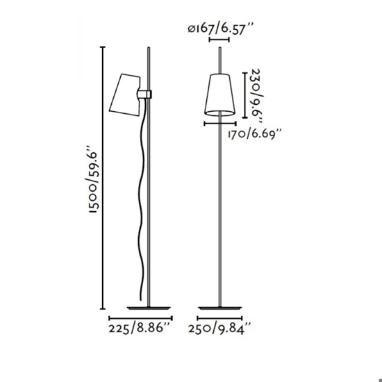 Lampada da terra moderna da lettura con paralume orientabile