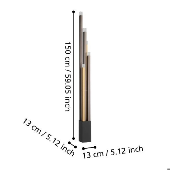 Piantana design moderna nero marrone oro led 18w 3000k dimmerabile eglo estanerios
