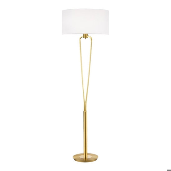 Lampada da terra oro per salotto paralume bianca stile contemporaneo