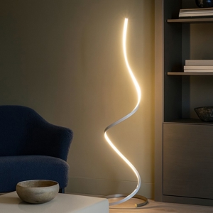 Visualizza i dettagli per Lampada da terra led per soggiorno design moderna cromo Lampada da terra led per soggiorno design moderna cromo