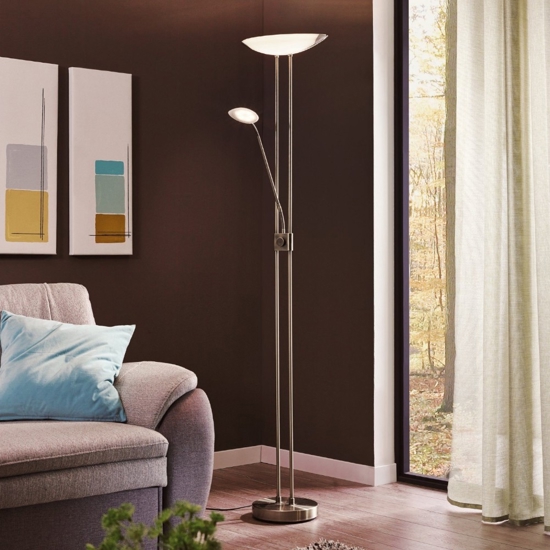 Lampada da terra led 22,5w 3000k moderna dimmerabile nickel eglo baya