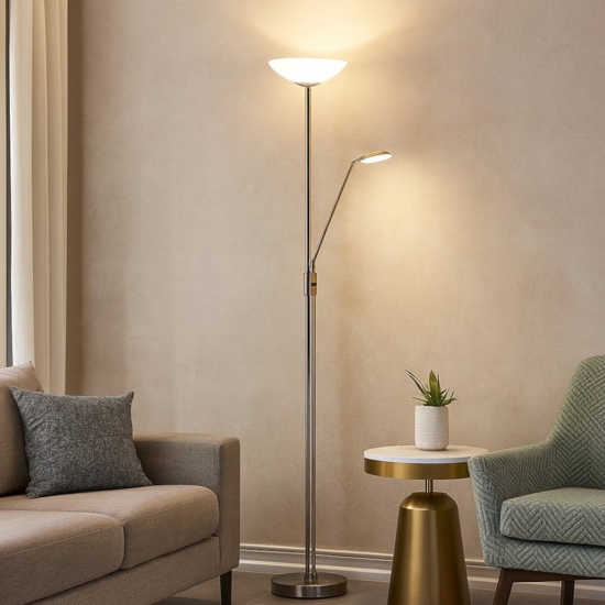 Baya eglo lampada da terra moderna led 20w 3000k metallo bronzo brunito