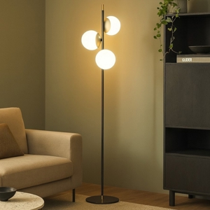 Visualizza i dettagli per Lampada da terra nero oro sfere vetro bianco maytoni nostalgia Lampada da terra nero oro sfere vetro bianco maytoni nostalgia