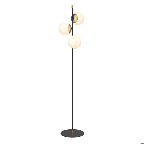 Lampada da terra nero oro sfere vetro bianco maytoni nostalgia