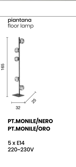 Ondaluce pt monile lampada da terra nera moderna