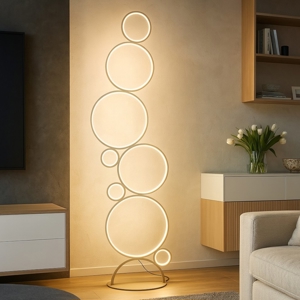 Ondaluce pt pois oro lampada da terra led 3000k cerchi design moderna