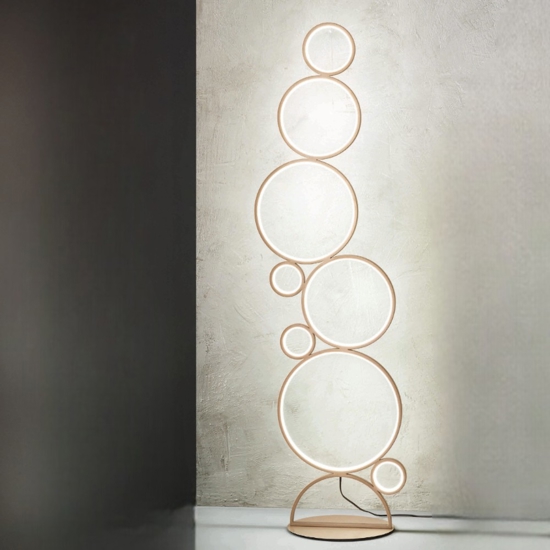 Ondaluce pt pois oro lampada da terra led 3000k cerchi design moderna