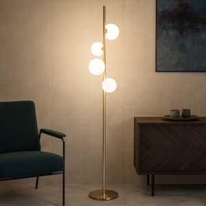 Ideal lux perlage pt4 piantana moderna oro ottone
