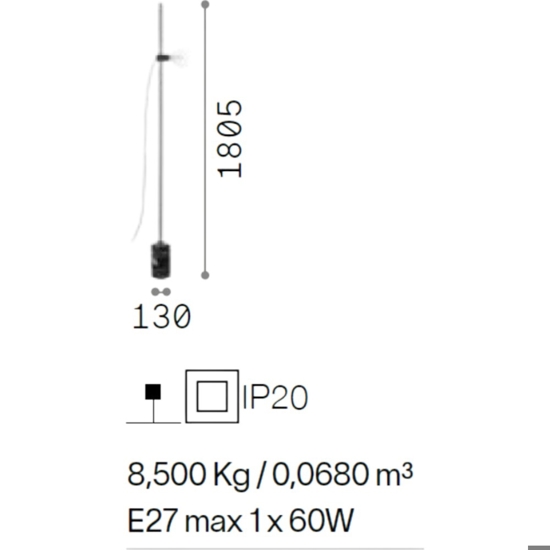 Eva pt1 ideal lux piantana nera base di marmo