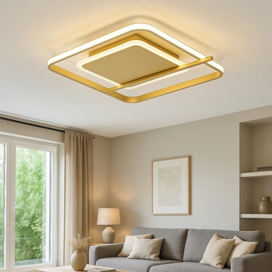 Plafoniera oro per cucina led 3000k quadrata