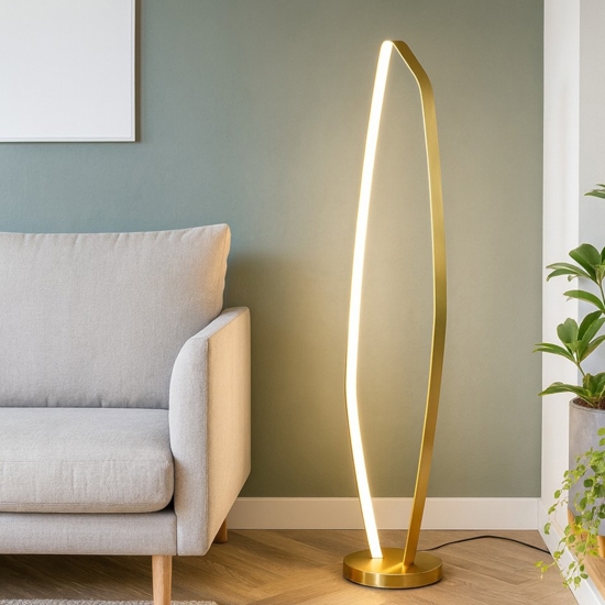Eglo vallerosa lampada da terra oro ottone design moderna led 25w 3000k
