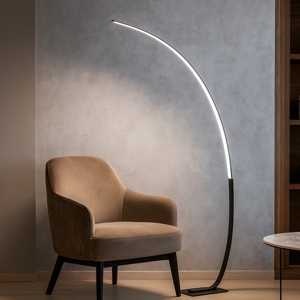 Lampada ad arco led nera moderna pt keep ondaluce