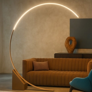 Visualizza i dettagli per Pt rune ondaluce piantana ad arco design moderno led 3000k oro Pt rune ondaluce piantana ad arco design moderno led 3000k oro