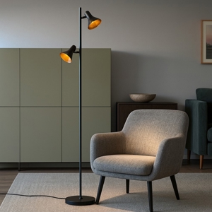 Lampada da terra vintage 2 luci orientabili nero oro