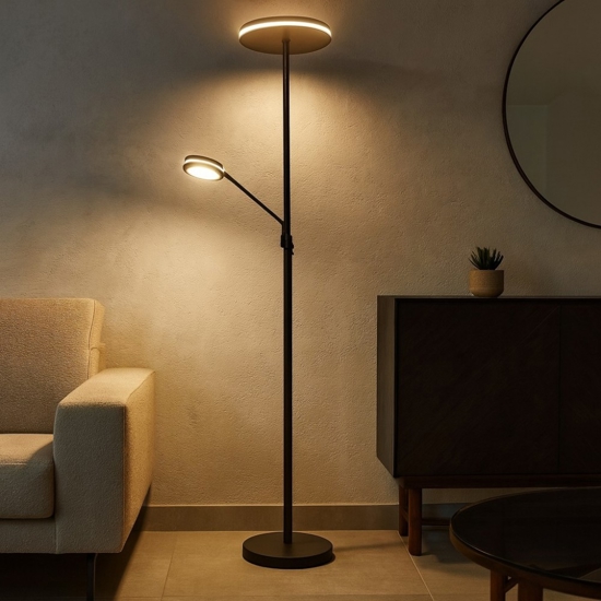 Piantana moderna a due luci led da 2700k a 4000k orientabile