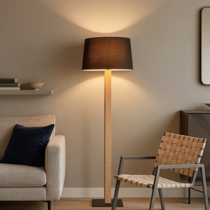 Visualizza i dettagli per Piantana moderna per salotto led 3000k h150 cm nera in legno Piantana moderna per salotto led 3000k h150 cm nera in legno