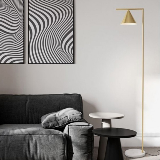 Lampada da terra moderna paralume conico base in marmo