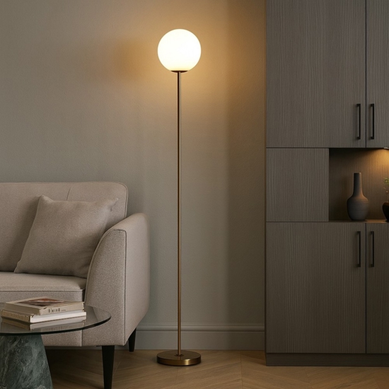 Maytoni lampada da terra ring moderna colore oro per camera da letto