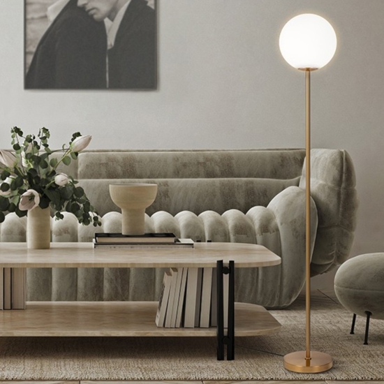 Maytoni lampada da terra ring moderna colore oro per camera da letto