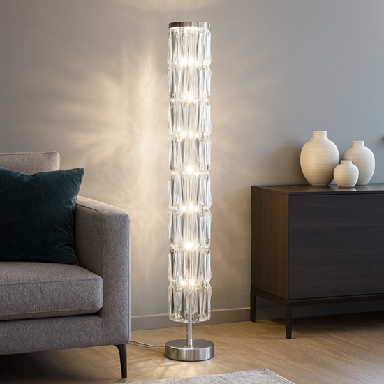 Lampada da terra puntes in cristallo per salotto elegante maytoni