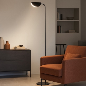 Maytoni lampada da terra mollis moderna nera per salotto h140 cm