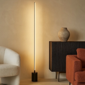 Lampada da terra moderna maytoni flow led da 3000k a 6000k nera sottile