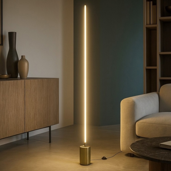 Maytoni lampada da terra flow oro led da 3000k a 6000k per salotto