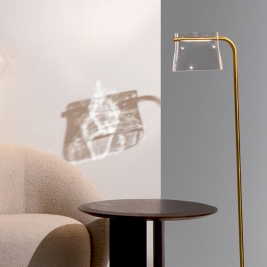 Maytoni lampada da terra cabaret moderna led 3000k in vetro soffiato