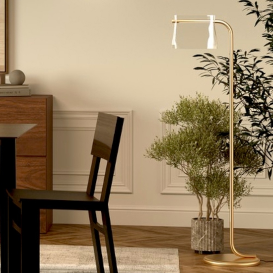 Maytoni lampada da terra cabaret moderna led 3000k in vetro soffiato